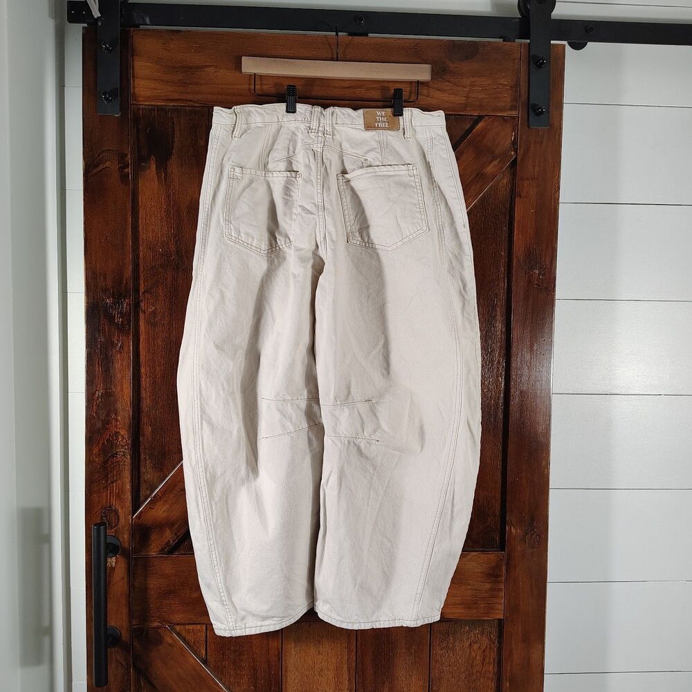 We The Free Women’s Jeans 32 Cream Milk Good Luck Mid-rise Barrel Baggy Loose - Picture 4 of 12